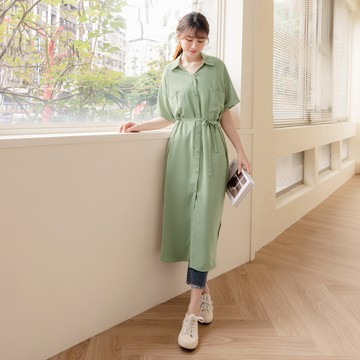 OB嚴選 涼感．舒涼雪紡襯衫式開衩洋裝 《KG1375》大尺碼/女裝/現貨