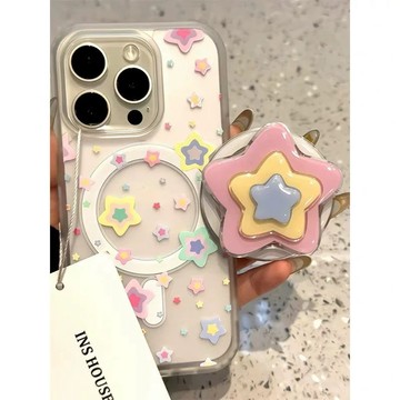 創意彩色星星磁吸殼適用蘋果17promax手機殼iPhone16/15plus硬殼13/14/11女款新品18潮牌保護殼