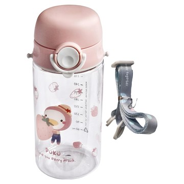 PUKU 藍色企鵝 Tritan 掀蓋揹帶直飲水壺  粉色  330ml  1個