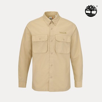 男款米色寬版長袖襯衫外套|A5SKUY94