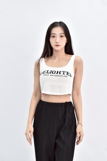 (S) 棉質 bra top短版薄墊無袖白色上衣