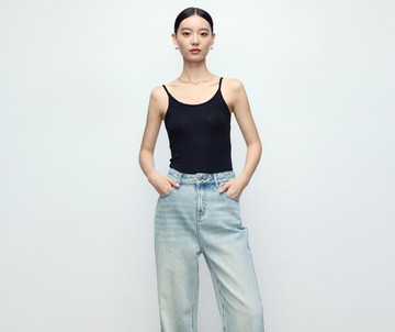 【天絲羊毛】法式簡約/彈力修身/天鵝領吊帶