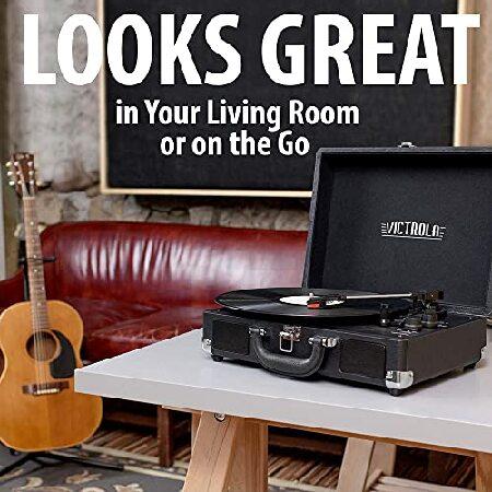 Victrola Vintage 3-Speed Bluetooth Portable Suitcase Record Player with Built-in Speakers Upgraded Turntable Audio Sound| Includes Extra Stylus Aq