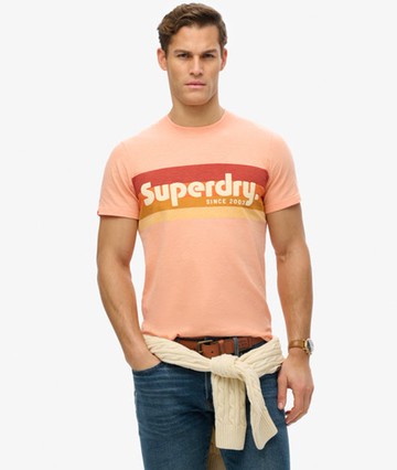 Superdry Men's Terrain Logo Stripe Relaxed T-shirt Pink Size: S