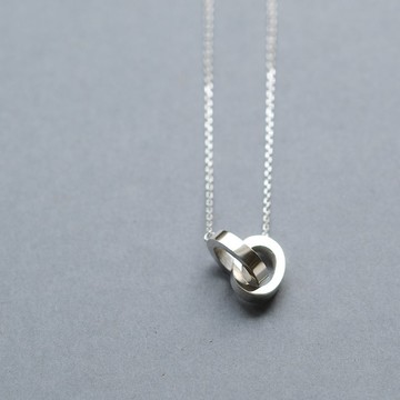 雙環 男士 項鍊 925 銀