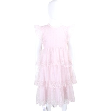 Self-portrait 童裝 紗質花朵蕾絲粉紅色無袖連身蛋糕裙 洋裝