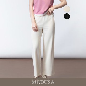現貨【MEDUSA 曼度莎】簡約紋理鬆緊腰直筒褲 - 2色（M-XL）｜女直筒褲 休閒長褲 鬆緊腰