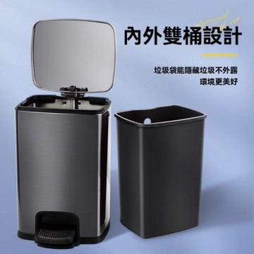 不鏽鋼垃圾桶 廚房櫥余垃圾桶 大號腳踏帶蓋 酒店寫字樓 學校商用 大容量30升