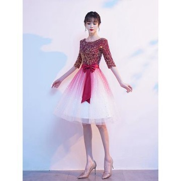 時尚聚會禮服裙2026新款氣質春夏短款小個子學生主持演出伴娘宴會