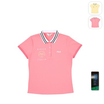 【FILA】女性 短袖 吸濕排汗 POLO衫-珊瑚紅 5POZ-1743-LR