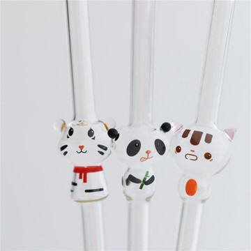 七隱 玻璃吸管耐高溫創意個性奶茶果汁動物吸管系列套裝新年禮物