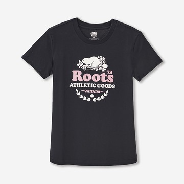 Roots女裝- ROOTS ATHLETIC GOODS 短袖上衣 (黑色)
