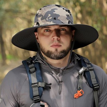 男士大頭圍帽子戶外防曬帽漁夫釣魚大帽檐胖子遮陽帽65CM太陽帽