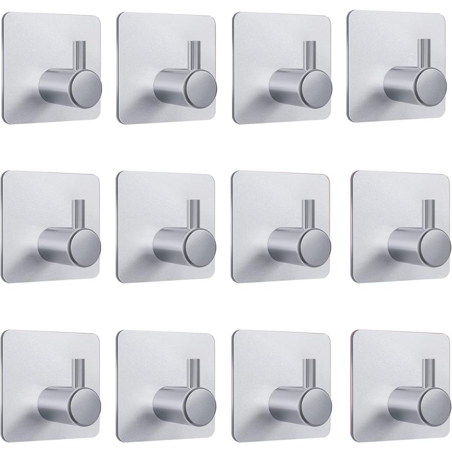 VAEHOLD Adhesive Hooks 12 Pack  Heavy Duty Wall Hooks Aluminum Ho