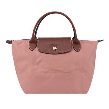 LONGCHAMP LE PLIAGE系列短把再生尼龍摺疊水餃包(小/粉紅茶)