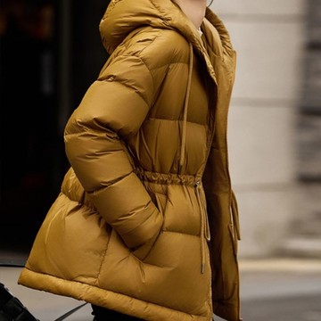 [米蘭精品] 真羽絨90%鵝絨羽絨外套羽絨衣夾克-保暖鵝絨連帽抽繩收腰女外套4色74ia78