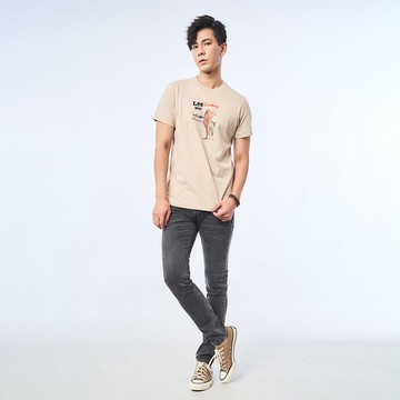 Lee 男款 709 低腰合身小直筒牛仔褲 質感黑色皮牌 | Modern