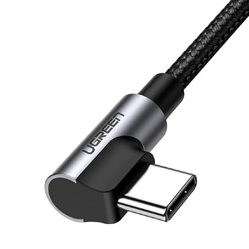 UGREEN 綠聯 60W快充電競線Type-C傳輸線 公對公編織金屬版  3m  黑色  1條