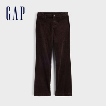 【GAP】中腰燈芯絨寬鬆喇叭褲-大地棕(1182791)