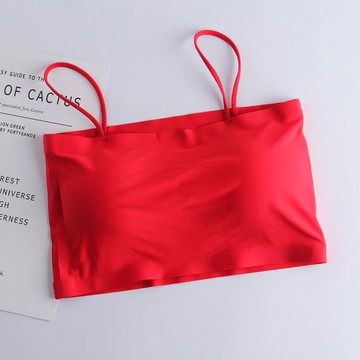 本命年紅色抹胸罩薄款無鋼圈冰絲美背女韓版學生裹胸內衣吊帶背心