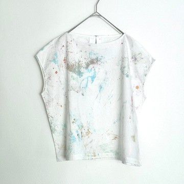 手染りの綿麻半袖襯衫