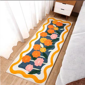 現代加厚仿羊絨床邊地毯臥室長條床邊毯客廳床前地毯茶幾沙發地毯 99購物節