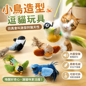 寵物玩具 小鳥造型逗貓玩具貓咪玩具髮聲小鳥仿真會叫小鳥懸掛逗貓棒幼貓自嗨解悶逗貓玩具 toy 幼貓玩具 貓 玩具