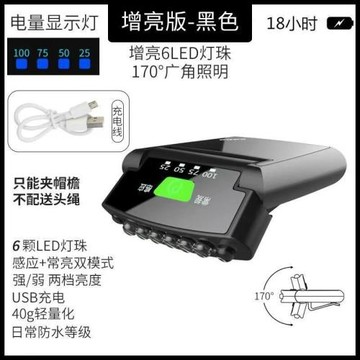 夾帽燈帽檐頭戴式感應燈夜釣充電強光超亮LED防水燈