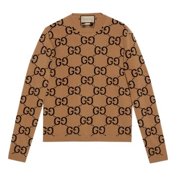 Gucci GG Wool Jacquard Sweater 'Camel Black'