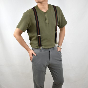 吊帶 沉穩黑底咖線條NKD69