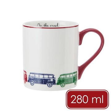 《Mikasa》瓷製馬克杯(彩色露營車280ml) | 水杯 茶杯 咖啡杯 手繪風 露營風