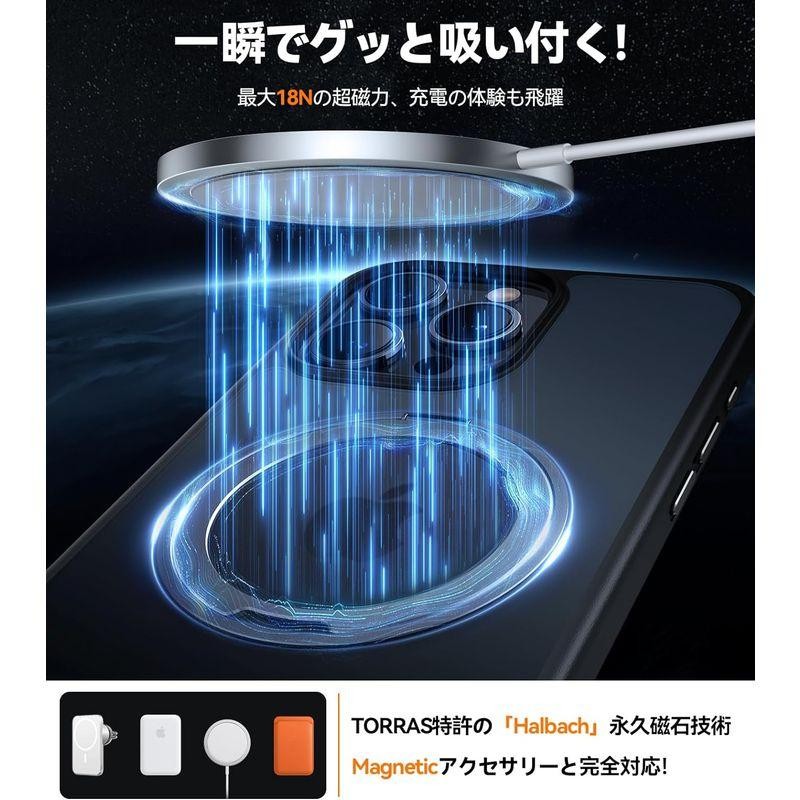 TORRAS iPhone 15 用 ケース多機能360度回転スタンド縦横両対応