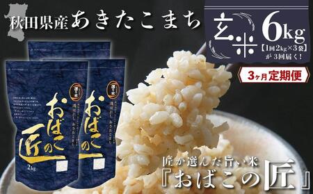 秋田県産おばこの匠あきたこまち　6kg （2kg×3袋）玄米