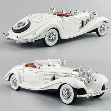 1:24復古賓士500K車模仿真合金懷舊老爺車汽車模型擺件男生玩具車