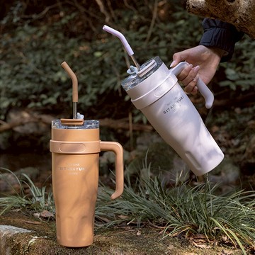 2024新款磨砂手把冰壩杯1100ml 粉色