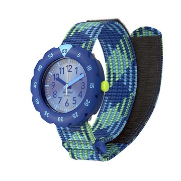 【swatch】FLIKFLAK 兒童手錶 LOOP IN BLUE (34.75mm) 瑞士錶 兒童錶 手錶 編織錶帶(FPSP074)