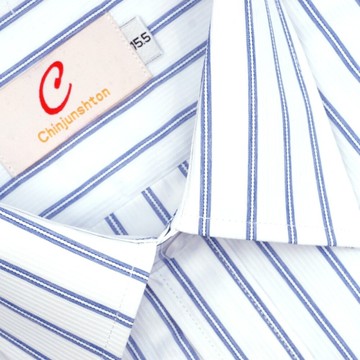 【CHINJUN】男士商務襯衫 抗皺加強 長袖 短袖 白色藍條紋 89151 s89151