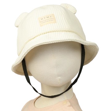 akachan honpo - 耳朵造型帽華夫格-燈心絨-象牙白色