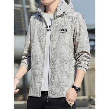 JEEP冰絲防曬衣男士夏季戶外防紫外線皮膚衣超薄款釣魚防曬服外套