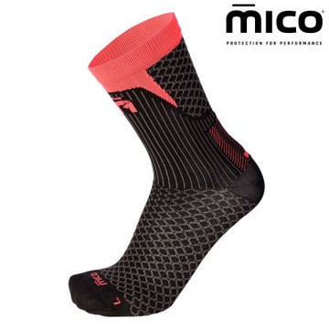 MICO M1 輕量中筒越野跑襪 CA0106/773黑-亮橘 (S-M)