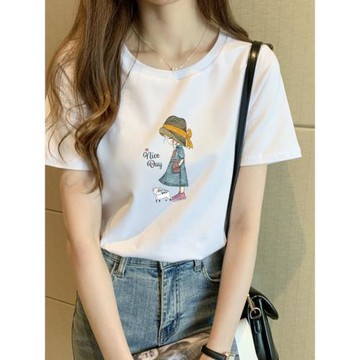 春夏季2025新款韓版寬松顯瘦薄款白色打底短袖T恤時尚減齡上衣女