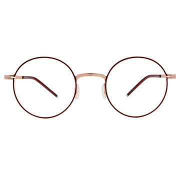 極．纖細輕款｜輕彈造型圓框眼鏡 殷紅/玫瑰金