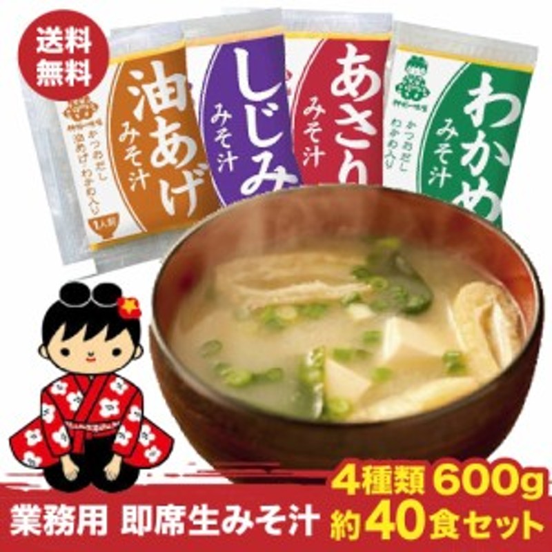 みそ汁　味噌汁　業務用　送料無料　送料無料　600g（各6食～15食入り）約40食セット　即席生　ポスト投函便　4種類　LINEショッピング