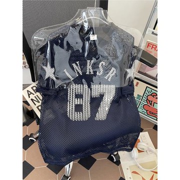 薄款網眼鏤空印花球衣短袖男生夏季嘻哈設計感透氣運動打底T恤衫