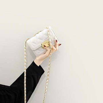 高級質感迷你小包包女夏2025新潮款小眾菱格鏈條斜挎包單肩小方包