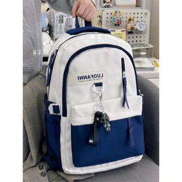 初中生大容量撞色書包日系高中大學生小眾百搭雙肩包美式復古背包