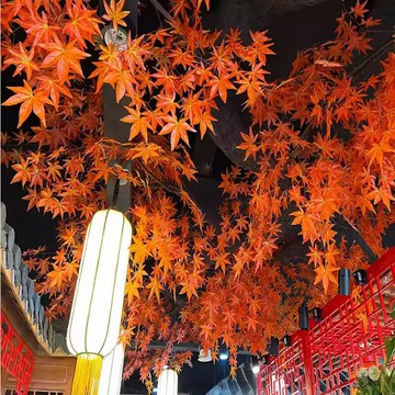 【新店熱銷】仿真假紅楓樹枝樹葉綠楓樹飯店火鍋奶茶店鋪櫥窗吊頂裝飾掛壁布置