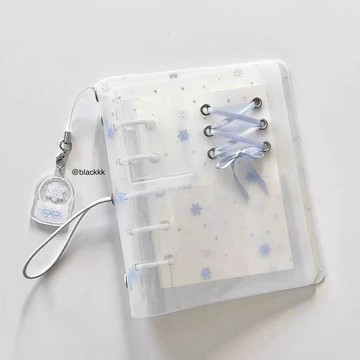 闆娘推薦🌈m5透明冬日雪花綁帶活頁手賬本學生diy隨身高顏值日程記事筆記本
