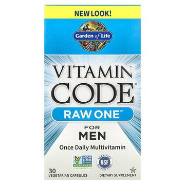 Garden of Life, Vitamin Code®，RAW One™，男性每日一次多維生素，30 粒素食膠囊