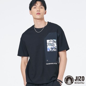 地藏小王 BLUE WAY – 地藏當街塗鴉剪接口袋短TEE(黑)